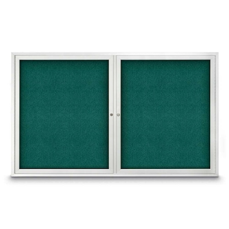 United Visual Products Sliding Door Indoor Enclosed Corkboard, 9 UV9029ACS-BLACK-BUFF